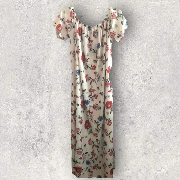 Milan Kiss Women’s Large Floral Off-Shoulder Maxi Dress Lightweight Side Slit - Picture 7 of 7